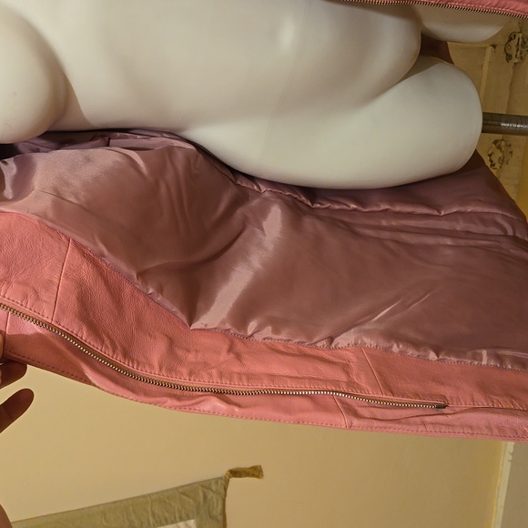 NWT New Trend  pink leather coat Sz L - Picture 6 of 9